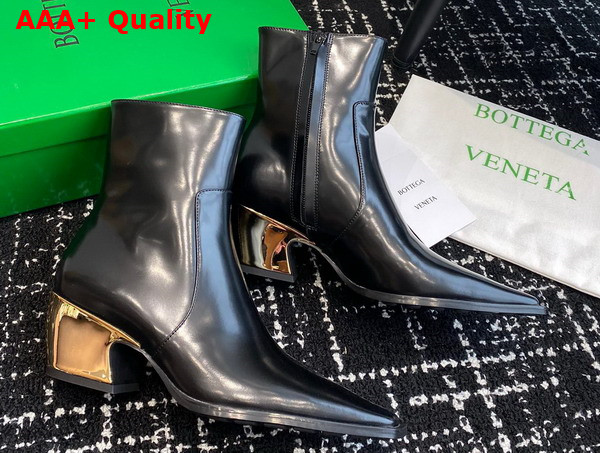 Bottega Veneta Tex Ankle Boot in Black Shiny Calfskin Replica