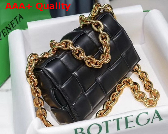 Bottega Veneta The Chain Cassette in Black with Gold Chain Replica