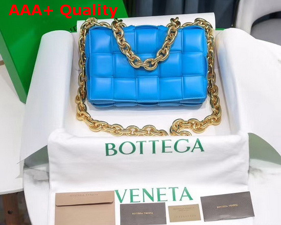 Bottega Veneta The Chain Cassette in Swimming Pool with Gold Chain Replica