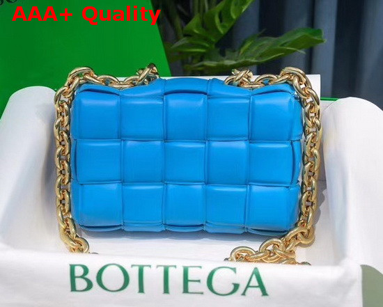 Bottega Veneta The Chain Cassette in Swimming Pool with Gold Chain Replica