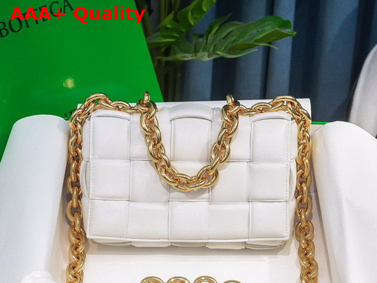 Bottega Veneta The Chain Cassette in White Maxi Intrecciato Nappa Leather Replica