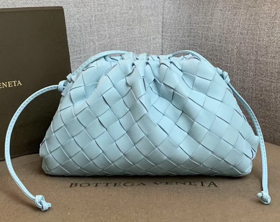 Bottega Veneta The Pouch 20 in Sky Blue Maxi Woven Leather