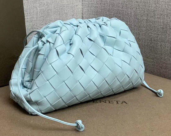 Bottega Veneta The Pouch 20 in Sky Blue Maxi Woven Leather