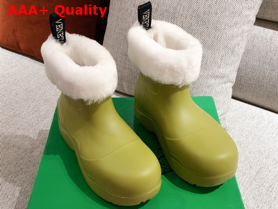 Bottega Veneta The Puddle Boots in Kiwi Rubber with Shearling Lining Replica