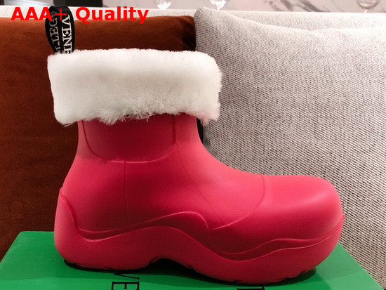 Bottega Veneta The Puddle Boots in Red Rubber with Shearling Lining Replica