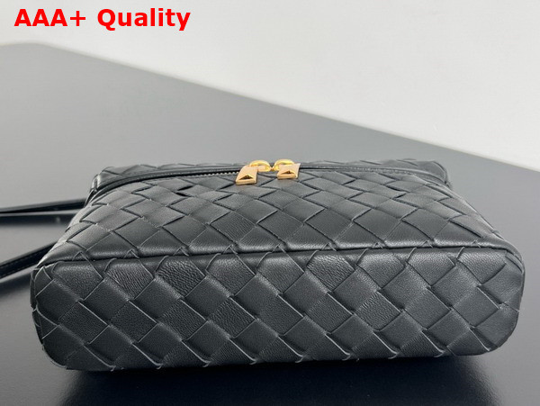 Bottega Veneta Vanity Case On Strap Black Intrecciato Leather Replica