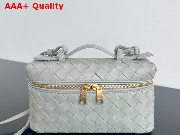 Bottega Veneta Vanity Case On Strap Grey Intrecciato Leather Replica