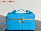 Bottega Veneta Vanity Case On Strap Light Blue Intrecciato Leather Replica