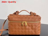 Bottega Veneta Vanity Case On Strap Light Wood Intrecciato Leather Replica