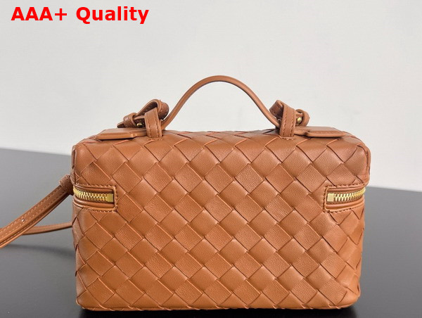 Bottega Veneta Vanity Case On Strap Light Wood Intrecciato Leather Replica