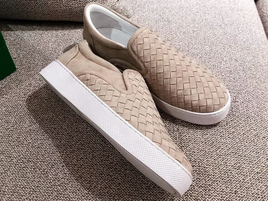 Bottega Veneta Women Loafers in Beige Woven Suede Leather Replica