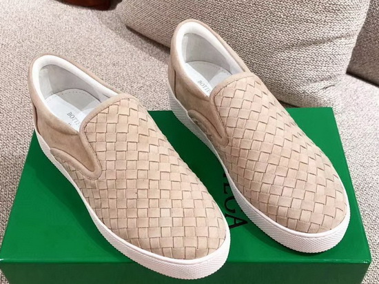 Bottega Veneta Women Loafers in Beige Woven Suede Leather Replica