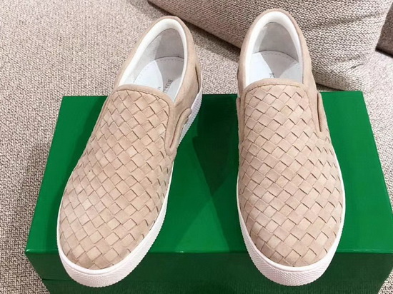 Bottega Veneta Women Loafers in Beige Woven Suede Leather Replica