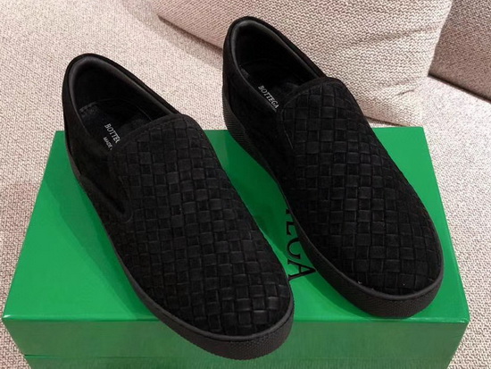 Bottega Veneta Women Loafers in Black Woven Suede Leather Replica