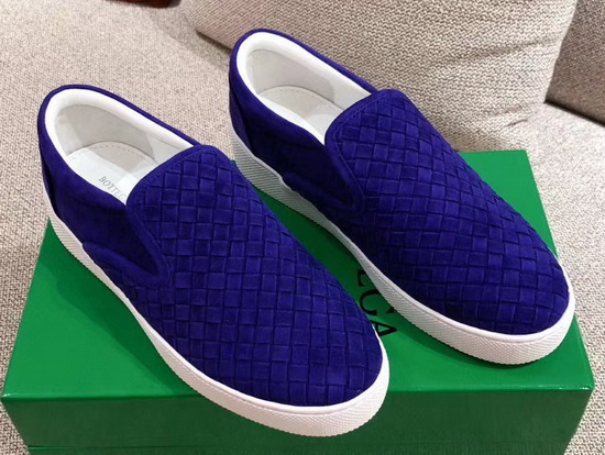 Bottega Veneta Women Loafers in Blue Woven Suede Leather Replica