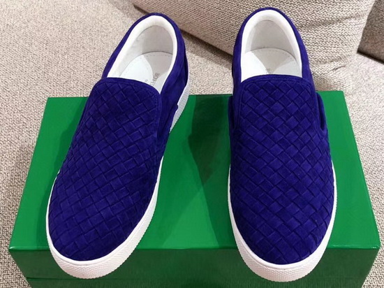 Bottega Veneta Women Loafers in Blue Woven Suede Leather Replica