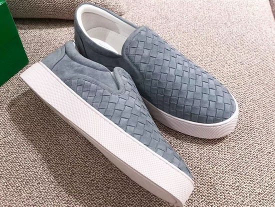 Bottega Veneta Women Loafers in Grey Woven Suede Leather Replica