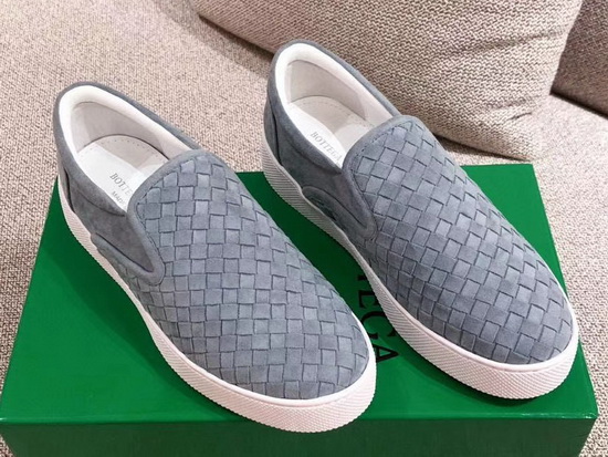 Bottega Veneta Women Loafers in Grey Woven Suede Leather Replica