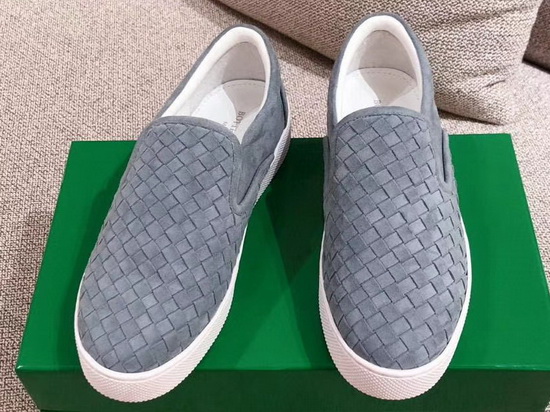 Bottega Veneta Women Loafers in Grey Woven Suede Leather Replica