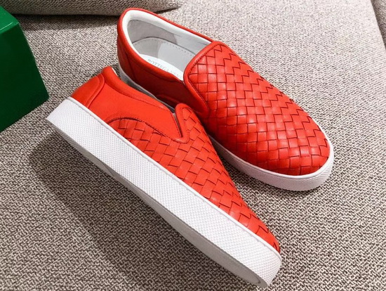 Bottega Veneta Women Loafers in Red Woven Nappa Lambskin Replica