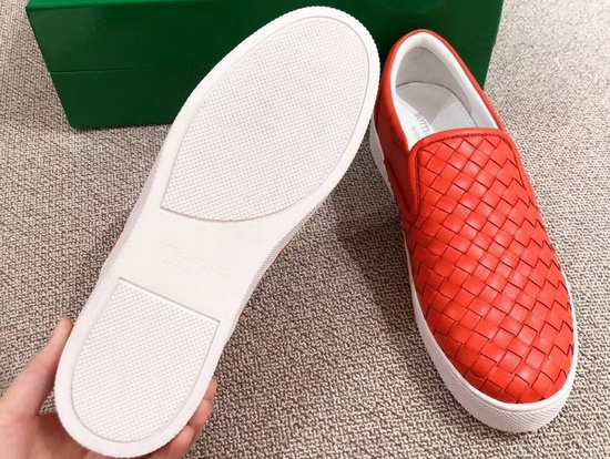 Bottega Veneta Women Loafers in Red Woven Nappa Lambskin Replica