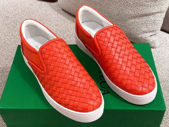 Bottega Veneta Women Loafers in Red Woven Nappa Lambskin Replica