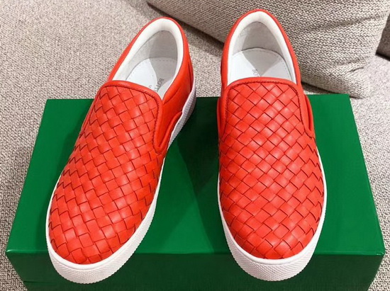 Bottega Veneta Women Loafers in Red Woven Nappa Lambskin Replica