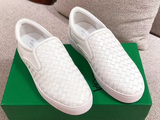 Bottega Veneta Women Loafers in White Woven Nappa Lambskin Replica