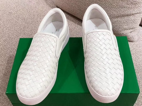 Bottega Veneta Women Loafers in White Woven Nappa Lambskin Replica