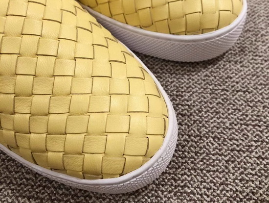 Bottega Veneta Women Loafers in Yellow Woven Nappa Lambskin Replica