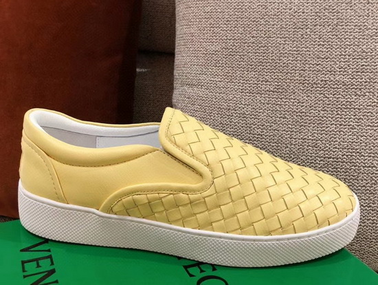 Bottega Veneta Women Loafers in Yellow Woven Nappa Lambskin Replica