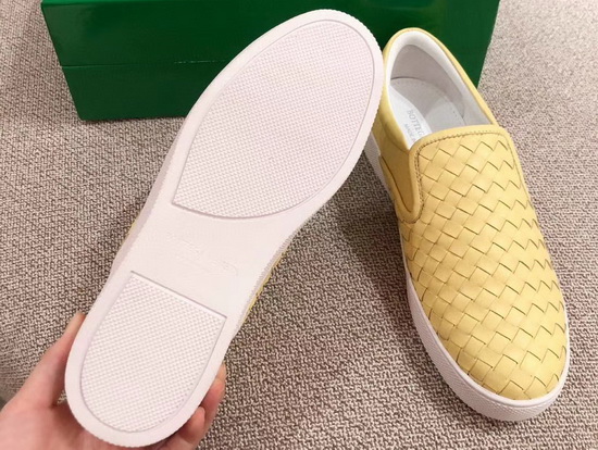 Bottega Veneta Women Loafers in Yellow Woven Nappa Lambskin Replica