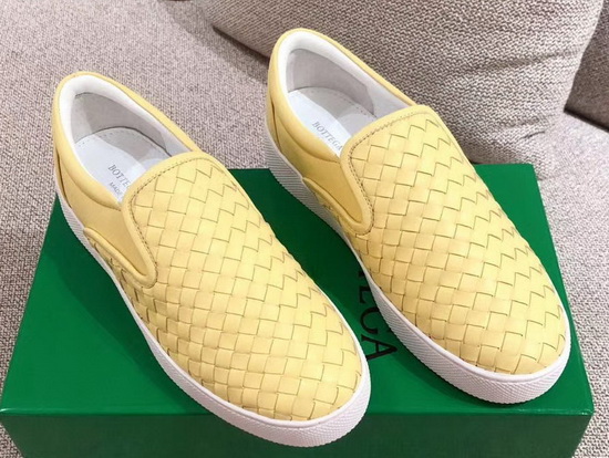 Bottega Veneta Women Loafers in Yellow Woven Nappa Lambskin Replica