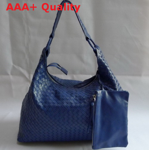 Bottega Veneta Woven Hobo in Blue Lambskin Replica