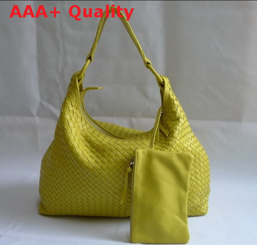 Bottega Veneta Woven Hobo Yellow Lambskin Replica