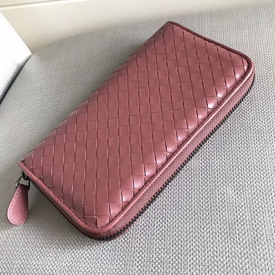 Bottega Veneta Zip Around Wallet in Antique Pink Lambskin