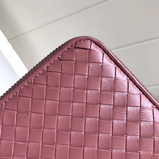 Bottega Veneta Zip Around Wallet in Antique Pink Lambskin