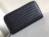 Bottega Veneta Zip Around Wallet in Black Nappa Leather