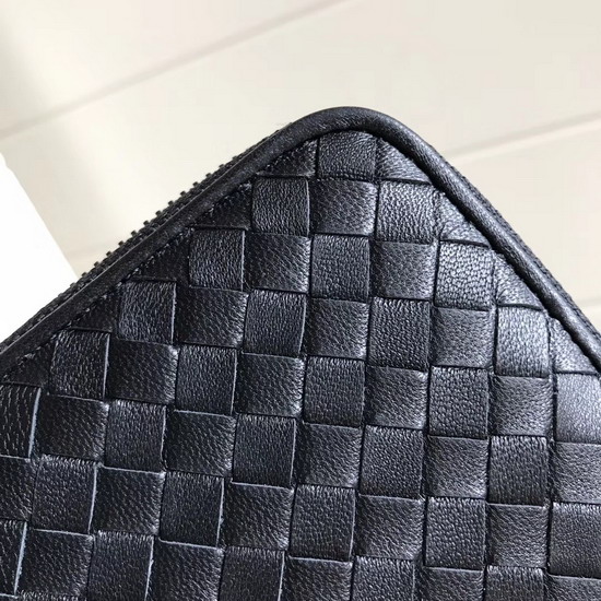 Bottega Veneta Zip Around Wallet in Black Nappa Leather