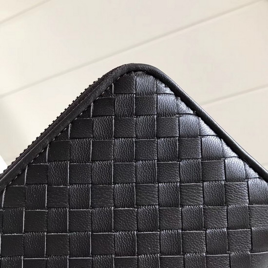 Bottega Veneta Zip Around Wallet in Dark Brown Lambskin