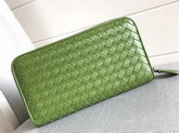 Bottega Veneta Zip Around Wallet in Green Lambskin