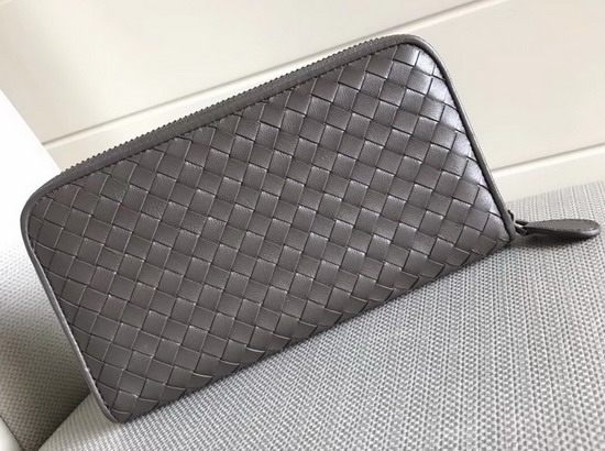 Bottega Veneta Zip Around Wallet in Grey Lambskin