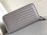 Bottega Veneta Zip Around Wallet in Light Grey Lambskin