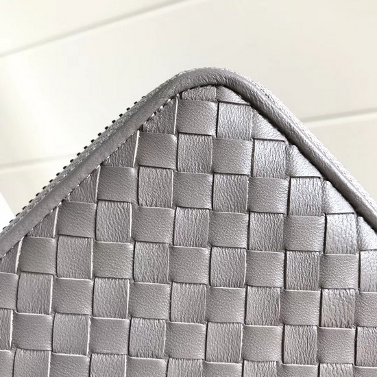 Bottega Veneta Zip Around Wallet in Light Grey Lambskin