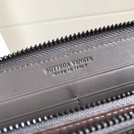 Bottega Veneta Zip Around Wallet in Light Grey Lambskin