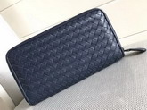 Bottega Veneta Zip Around Wallet in Navy Blue Lambskin