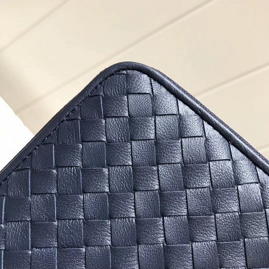 Bottega Veneta Zip Around Wallet in Navy Blue Lambskin