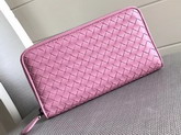 Bottega Veneta Zip Around Wallet in Pink Lambskin