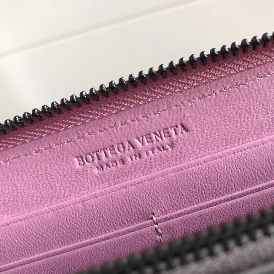 Bottega Veneta Zip Around Wallet in Pink Lambskin