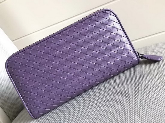 Bottega Veneta Zip Around Wallet in Purple Lambskin